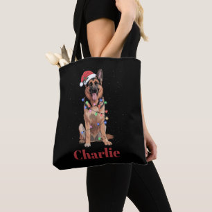 Personalised Name German Shepherd Christmas Dog Tote Bag