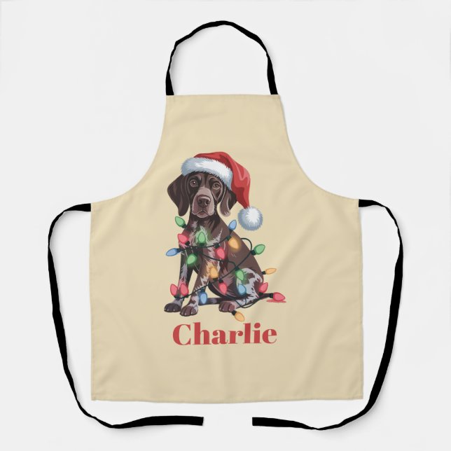 Personalised Name German Shorthaired Pointer Xmas Apron (Front)