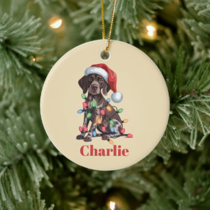 Personalised Name German Shorthaired Pointer Xmas Ceramic Tree Decoration