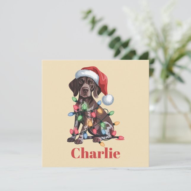 Personalised Name German Shorthaired Pointer Xmas Holiday Card (Standing Front)