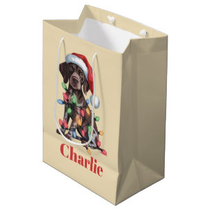 Personalised Name German Shorthaired Pointer Xmas Medium Gift Bag
