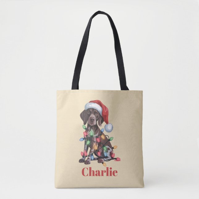 Personalised Name German Shorthaired Pointer Xmas Tote Bag (Front)