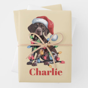 Personalised Name German Shorthaired Pointer Xmas Wrapping Paper Sheet