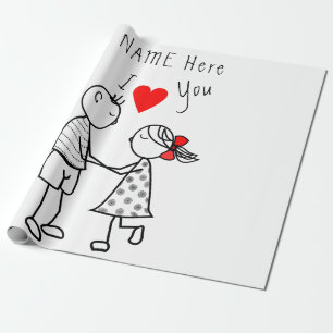 Personalised Name Gift Wrapping Paper Couple Love