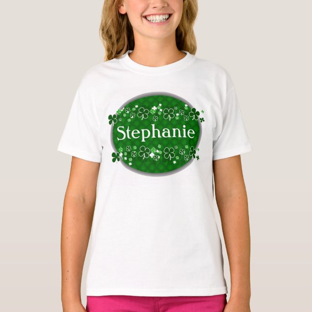 Personalised Name Girl's St. Patrick's Day T-Shirt (Front)