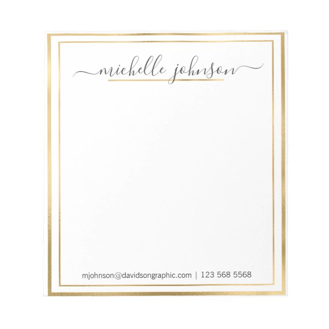 Personalised Name Gold | From The Desk Of  Notepad (Front)
