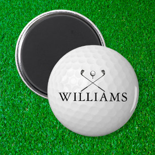 Personalised Name Golf Ball And Clubs  Magnet