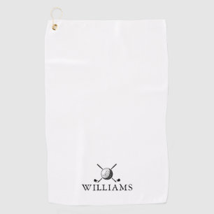Personalised Name Golf Ball And Clubs Towel