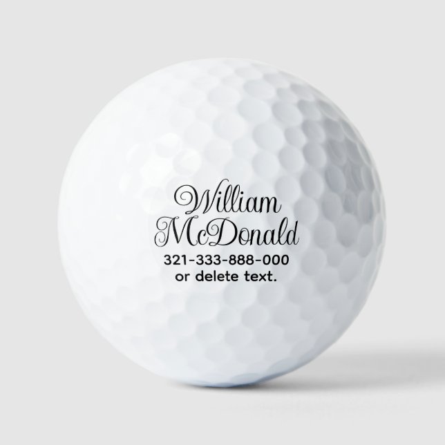 Personalised Name Golf Balls Template SCRIPT 41 (Front)