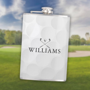 Personalised Name Golf Clubs And Ball Hip Flask