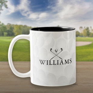 Personalised Name Golf Clubs And Ball Two-Tone Coffee Mug