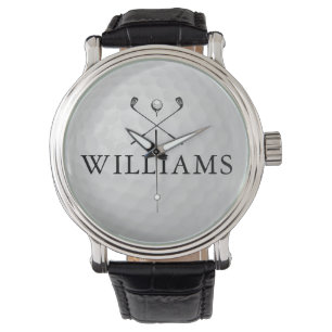 Personalised Name Golf Clubs And Ball Watch