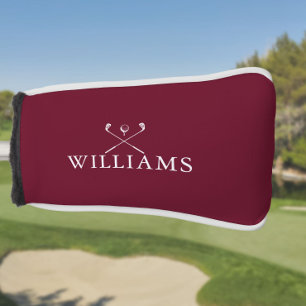 Personalised Name Golf Clubs Burgundy Red Head Cover