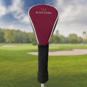 Personalised Name Golf Clubs Burgundy Red Head Cover