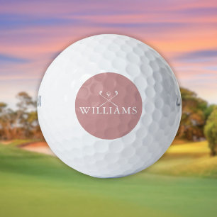 Personalised Name Golf Clubs Dusty Rose Pink Balls