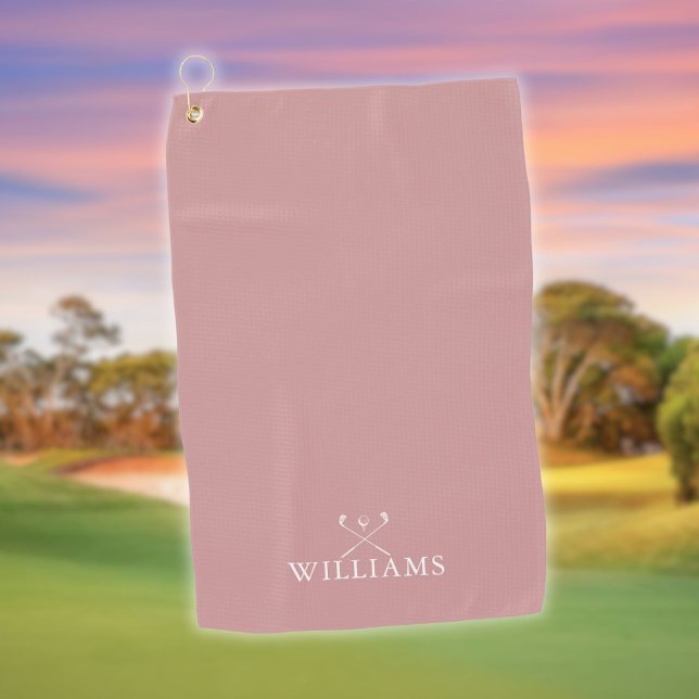 Personalised Name Golf Clubs Dusty Rose Pink Golf Towel (Personalized Name Golf Clubs Dusty Rose Pink Golf Towel)