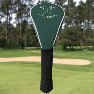 Personalised Name Golf Clubs Emerald Green White Golf Head Cover