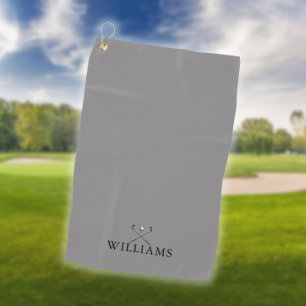 Personalised Name Golf Clubs Golf Grey Towel