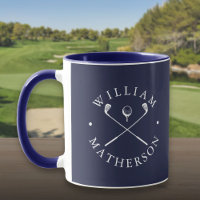 Personalised Name Golf Clubs Navy Blue And White