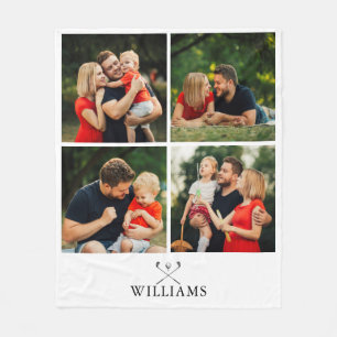 Personalised Name Golf Clubs Photo Collage Fleece Blanket
