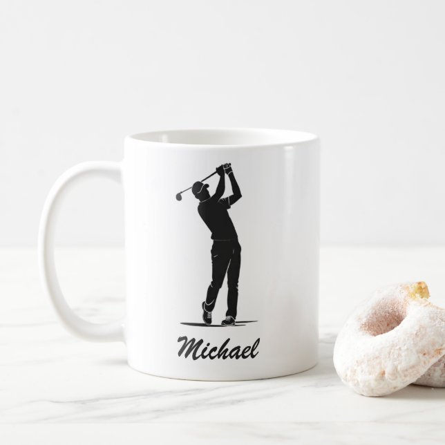 Personalised Name Golf Player Golfer Golfing       Coffee Mug (With Donut)