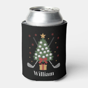 Personalised Name Golf Tree Equipment Christmas Can Cooler