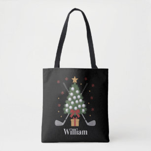 Personalised Name Golf Tree Equipment Christmas  Tote Bag