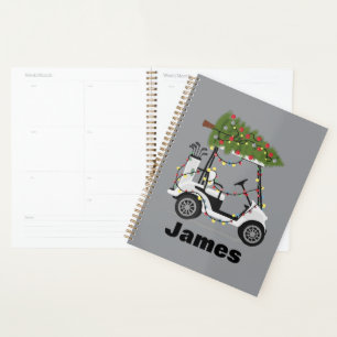 Personalised Name Golfer Christmas Golf Cart Xmas  Planner