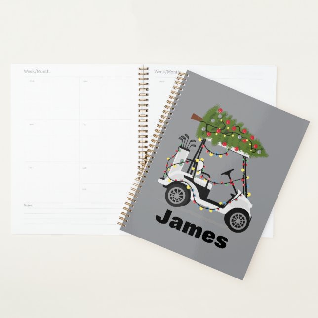 Personalised Name Golfer Christmas Golf Cart Xmas  Planner (Display)