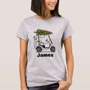 Personalised Name Golfer Christmas Golf Cart Xmas T-Shirt