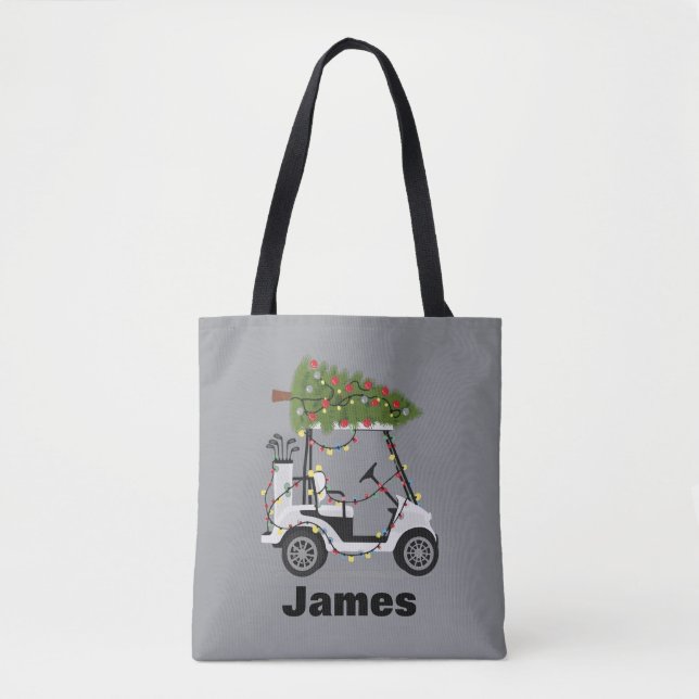 Personalised Name Golfer Christmas Golf Cart Xmas  Tote Bag (Front)
