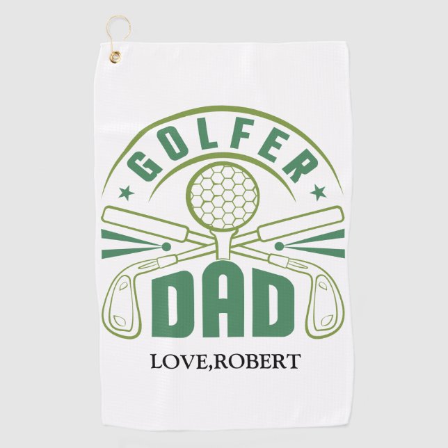 Personalised Name Golfer Dad Golf Towel (Front)