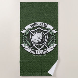 Personalised NAME Golfer Golf Club Turf Clubhouse  Beach Towel