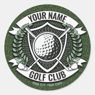 Personalised NAME Golfer Golf Club Turf Clubhouse Classic Round Sticker