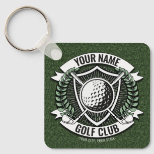 Personalised NAME Golfer Golf Club Turf Clubhouse  Key Ring