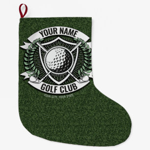 Personalised NAME Golfer Golf Club Turf Clubhouse  Large Christmas Stocking