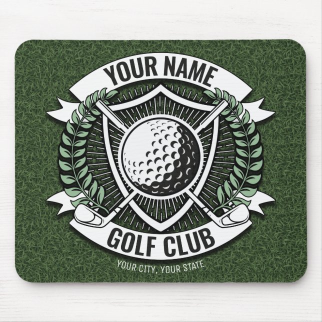 Personalised NAME Golfer Golf Club Turf Clubhouse Mouse Mat (Front)