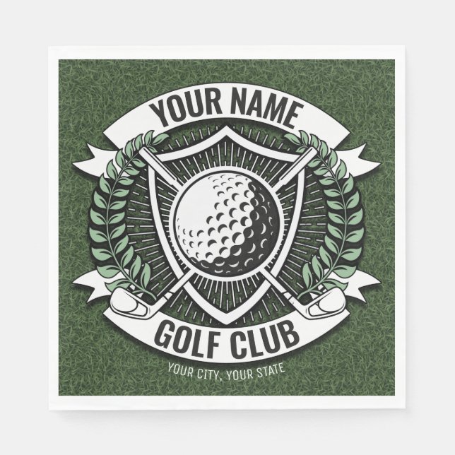 Personalised NAME Golfer Golf Club Turf Clubhouse Napkin (Front)