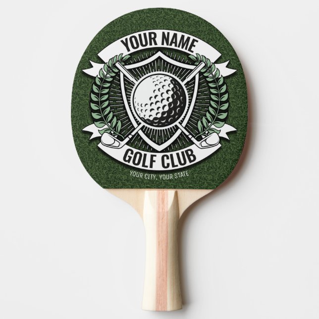 Personalised NAME Golfer Golf Club Turf Clubhouse  Ping Pong Paddle (Front)