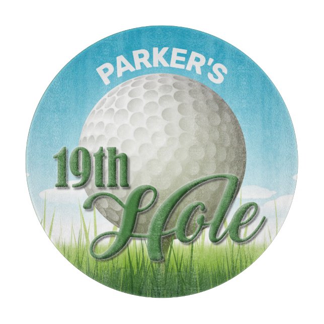 Personalised NAME Golfer Golf Pro Ball 19th Hole Cutting Board (Front)