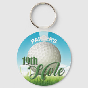 Personalised NAME Golfer Golf Pro Ball 19th Hole Key Ring