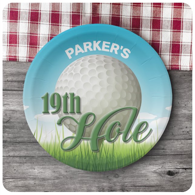 Personalised NAME Golfer Golf Pro Ball 19th Hole Paper Plate (Creator Uploaded)