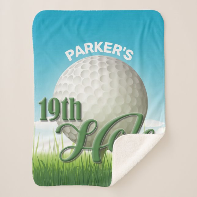 Personalised NAME Golfer Golf Pro Ball 19th Hole Sherpa Blanket (Front)
