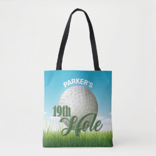 Personalised NAME Golfer Golf Pro Ball 19th Hole Tote Bag