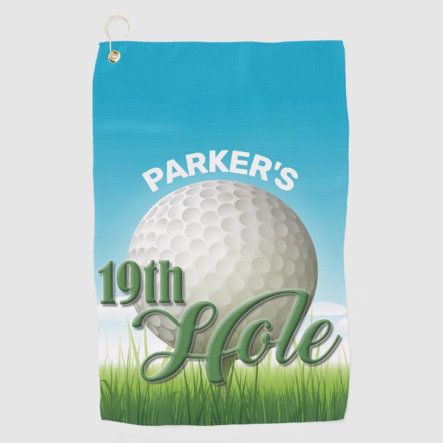 Personalised NAME Golfer Golf Pro Ball 19th Hole Towel (Front)