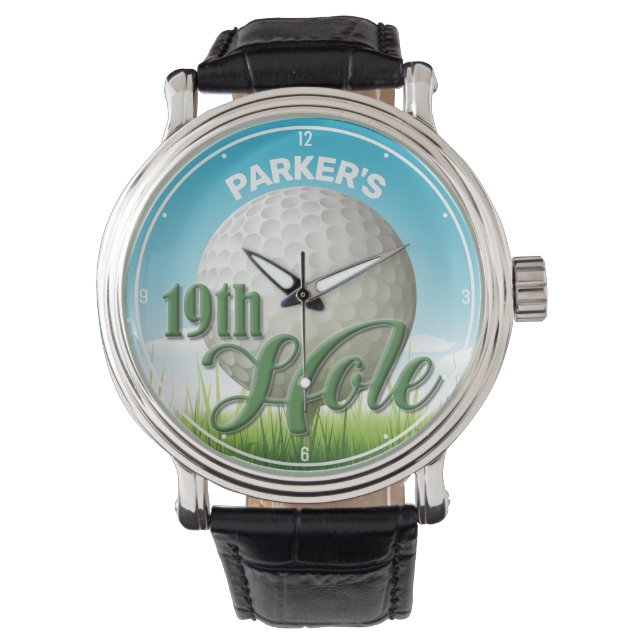 Personalised NAME Golfer Golf Pro Ball 19th Hole Watch (Front)