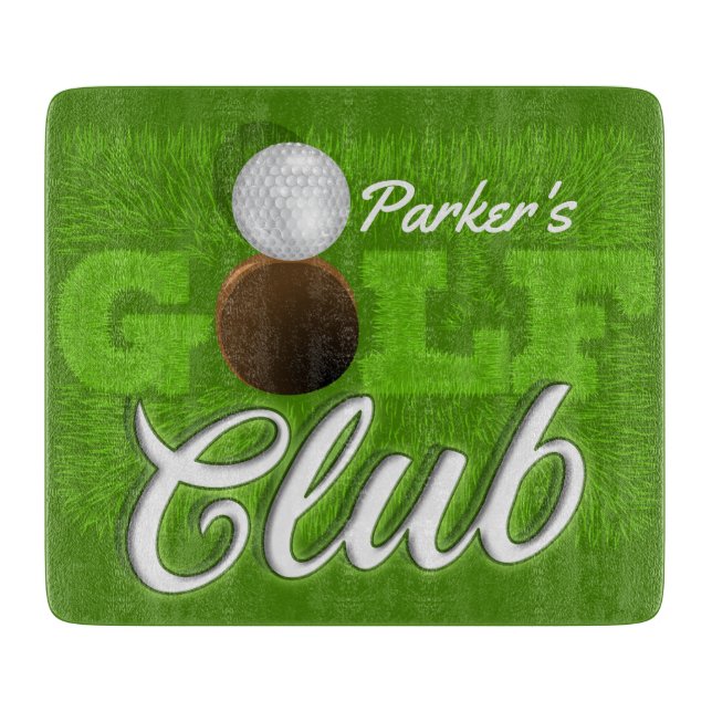 Personalised NAME Golfer Green Golf Course Club Cutting Board (Front)