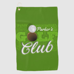 Personalised NAME Golfer Green Golf Course Club Golf Towel