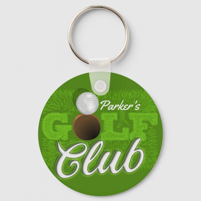 Personalised NAME Golfer Green Golf Course Club Key Ring (Front)