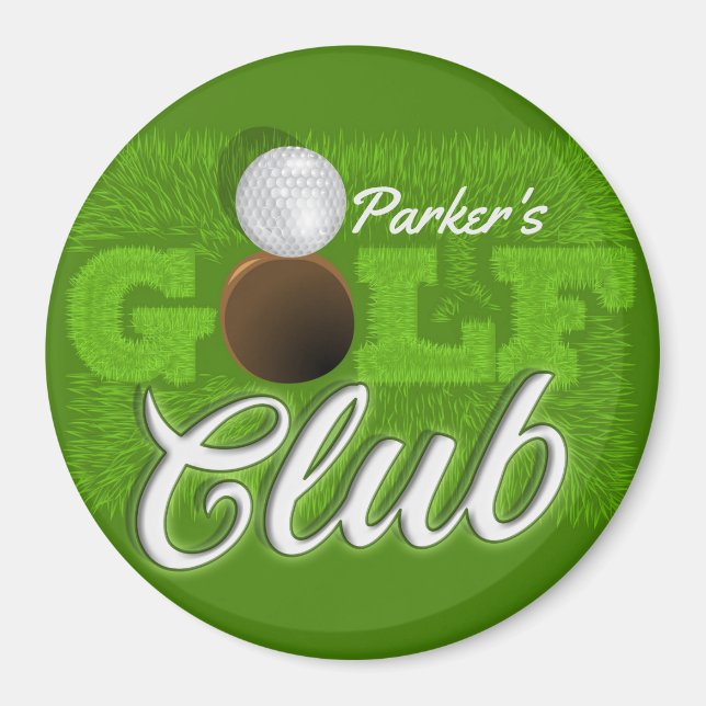 Personalised NAME Golfer Green Golf Course Club Magnet (Front)